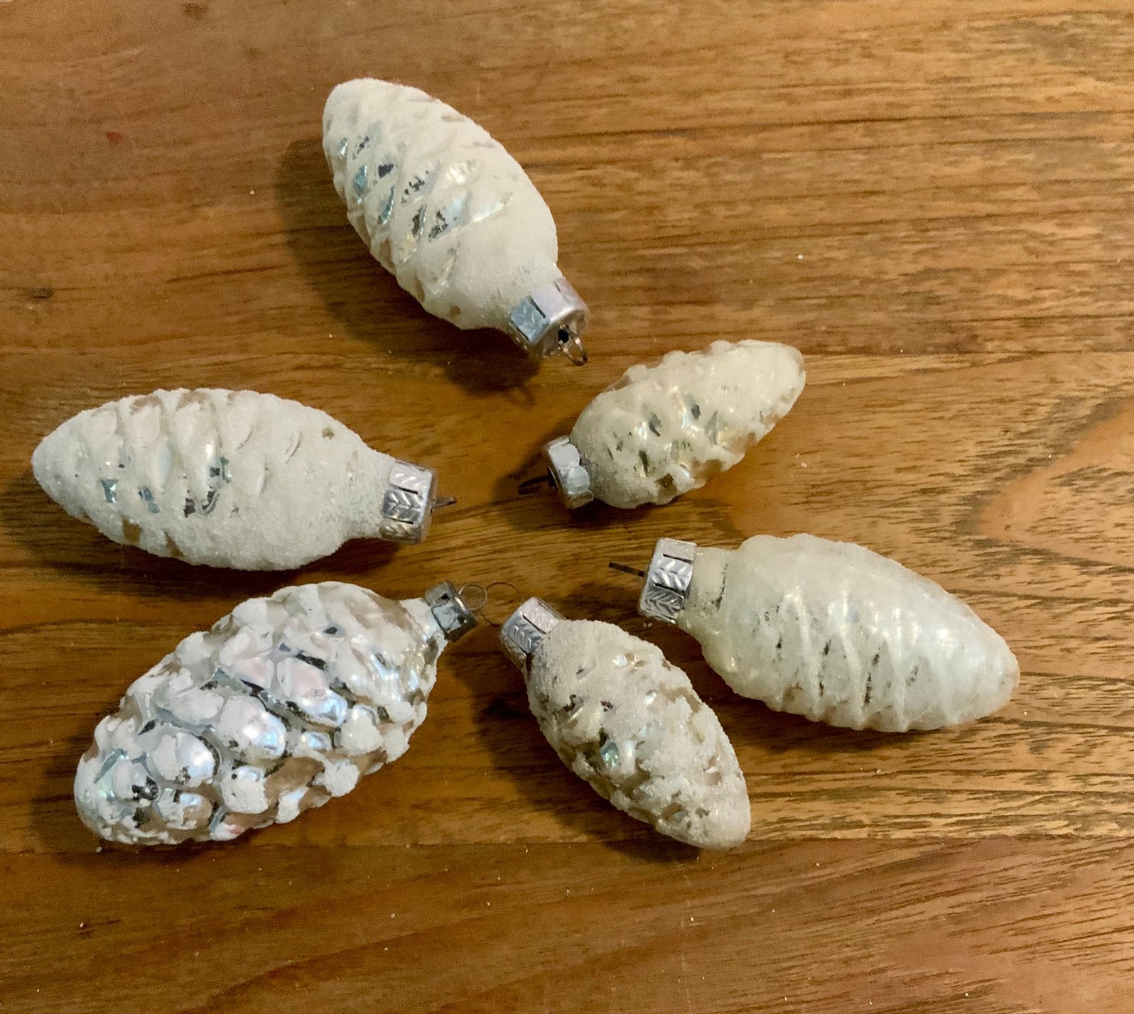 Vintage kerstballen dennenappels gesuikerde set, Ophalen of Verzenden, Gebruikt