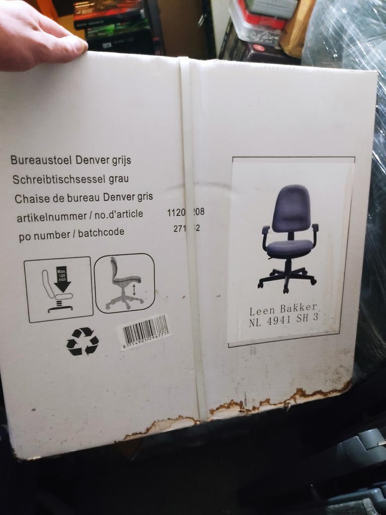 Bureaustoel Denver grijs - Leen Bakker, Ophalen of Verzenden