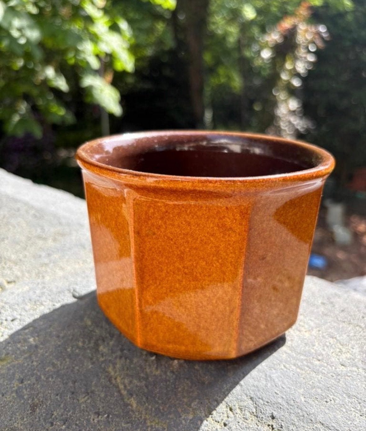 Vintage West Germany bloempot - Bruin geglazuurd, Ophalen of Verzenden