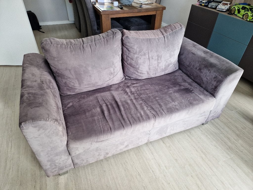 Comfortabele tweepersoonsbank - grijs, Huis en Inrichting, Ophalen, Gebruikt, 150 tot 200 cm, Tweepersoons