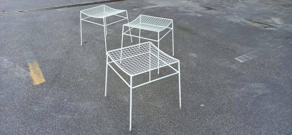 Set van 3 vintage wire kruks, wit, Huis en Inrichting, Krukjes, Ophalen, Overige materialen, Tweedehands, Tweedehands