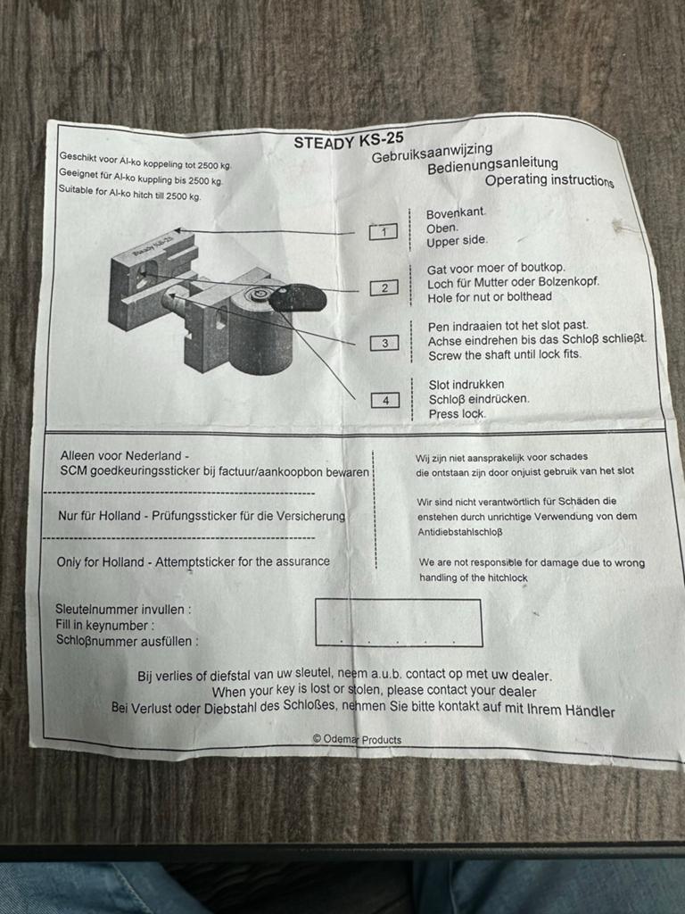 Steady KS-25 koppelingsslot - SCM gekeurd - AL-KO, Caravans en Kamperen, Caravan accessoires, Ophalen of Verzenden, Nieuw