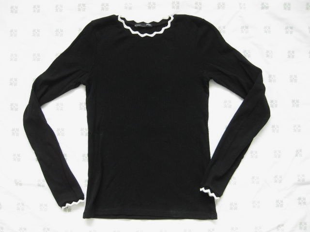 Zara zwarte top, truitje, met wit schulprandje maat S, Ophalen of Verzenden, Zo goed als nieuw, Lange mouw, Maat 36 (S)