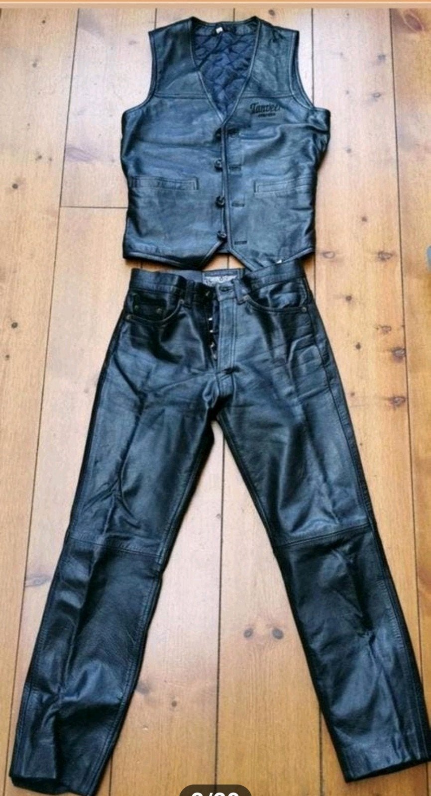 Set echte leren motorkleding M /31 (broek + gilet/vest), Ophalen of Verzenden, Tweedehands, Overige typen