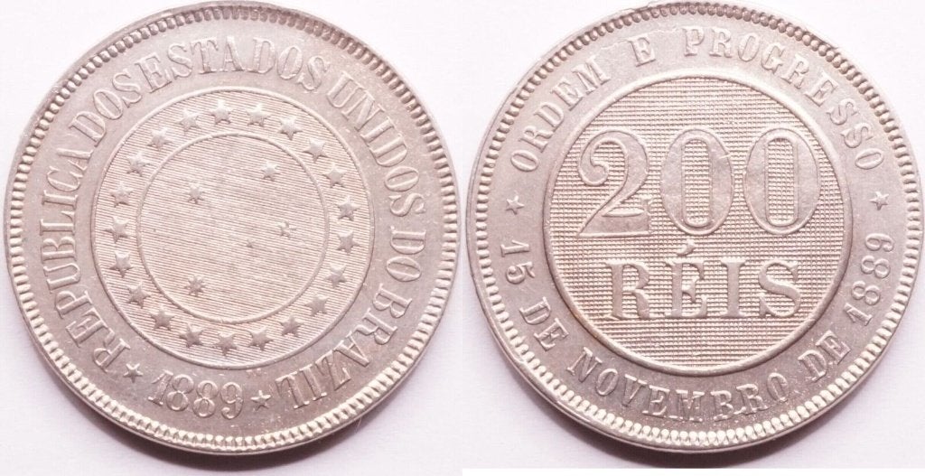 200 reis 1889, Brazilie, eerste republiek, Postzegels en Munten, Munten | Amerika, Ophalen of Verzenden, Zuid-Amerika, Losse munt