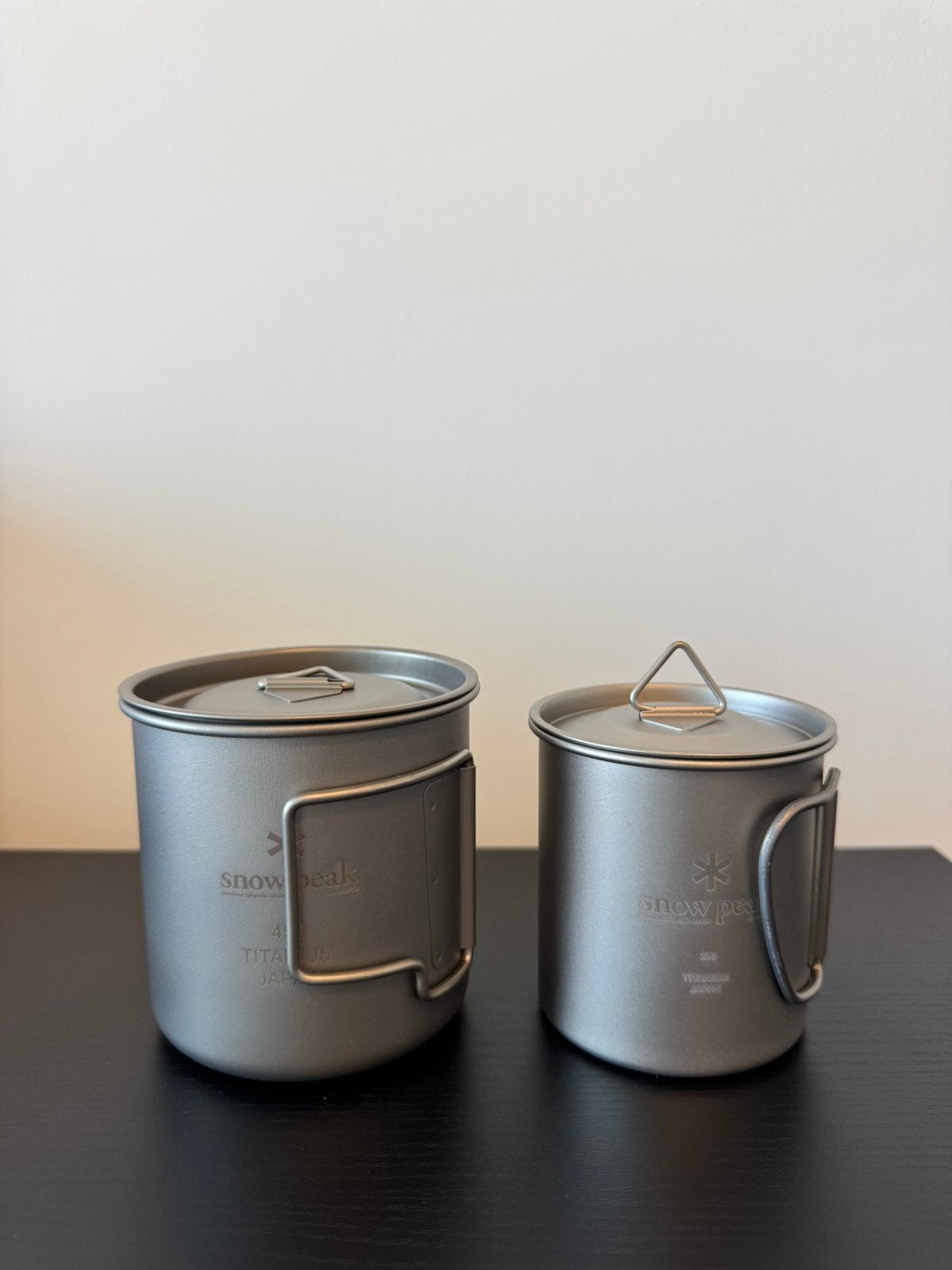 Snow Peak Titanium Mug Set (450ml & 300ml) with Lids, Ophalen of Verzenden