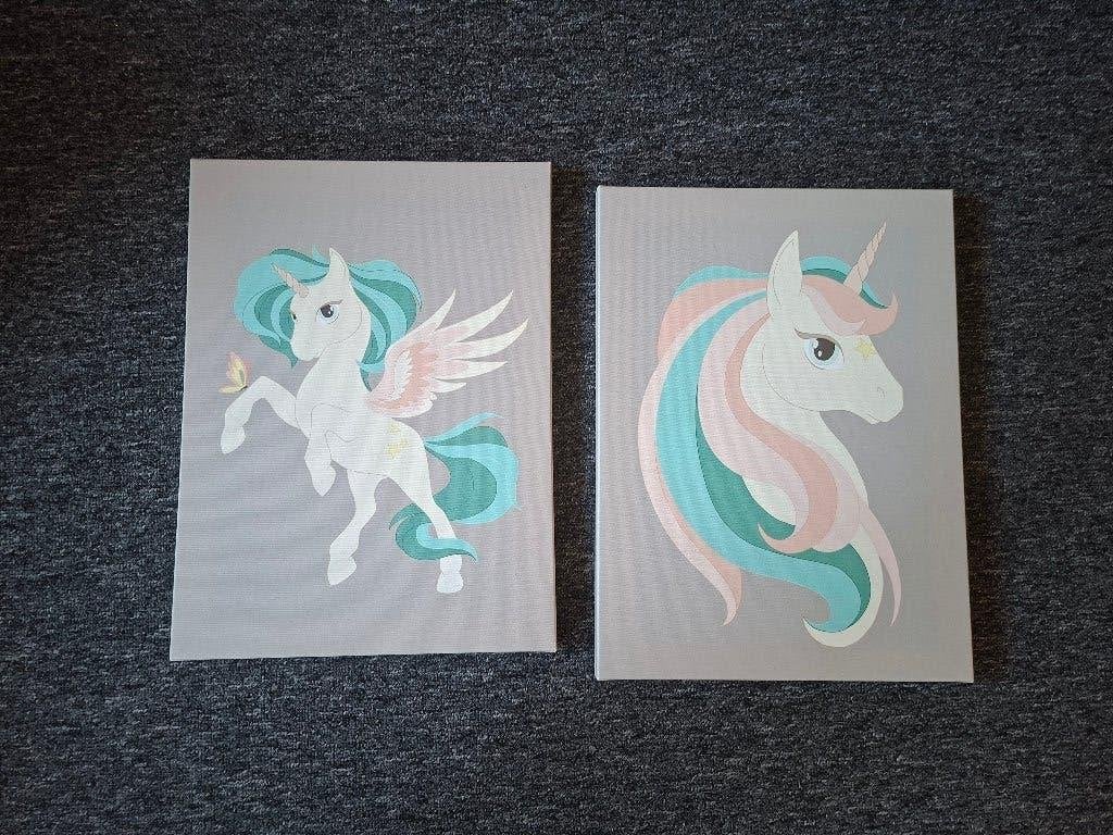 Schilderijen canvas unicorn, Ophalen, Zo goed als nieuw, Minder dan 50 cm, Schilderij