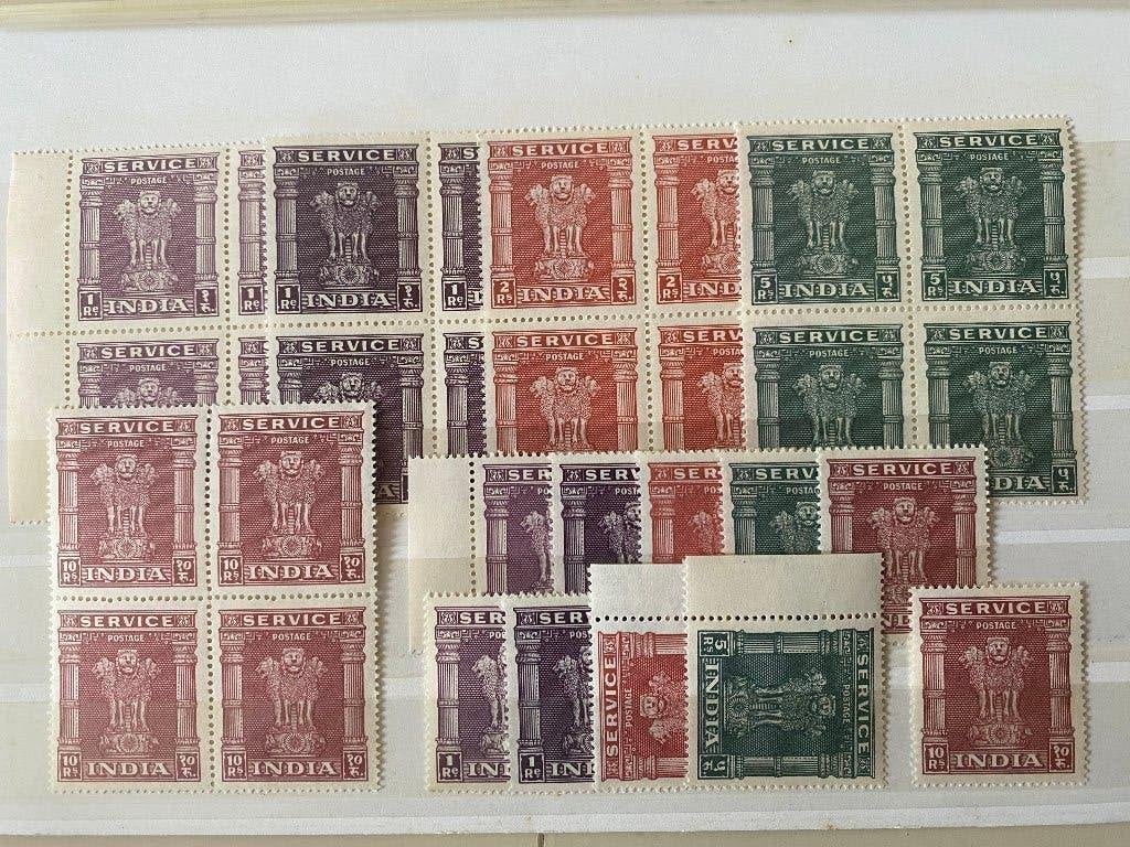 INDIA Postfrisse Dienstzegels 1950 in blok van 4 SG 0161-164, Postzegels en Munten, Postzegels | Volle albums en Verzamelingen