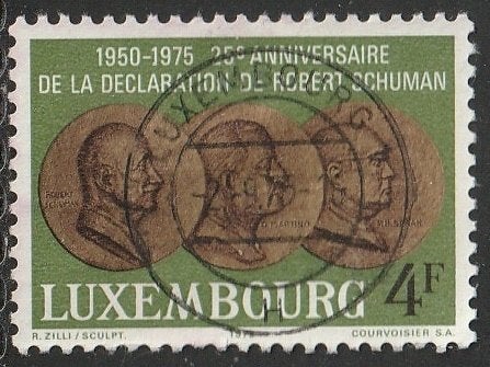 Luxemburg 1975 909 Schuman, Martino, Spaak, Gest, Ophalen of Verzenden, Luxemburg, Gestempeld