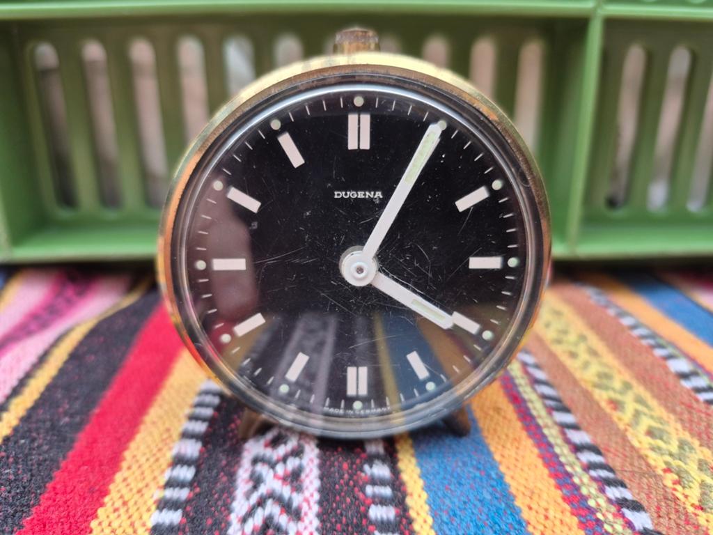 Vintage Dugena Space Age Wekker - Oranje - Jaren '70, Antiek en Kunst, Antiek | Klokken, Ophalen of Verzenden