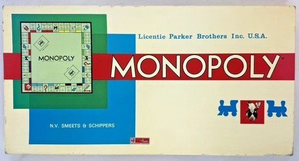 Monopoly Vintage Bordspel Parker Brothers Smeets & Schippers, Coolsingel 104, 3011 AG Rotterdam, Netherlands, Verzenden, Een of twee spelers
