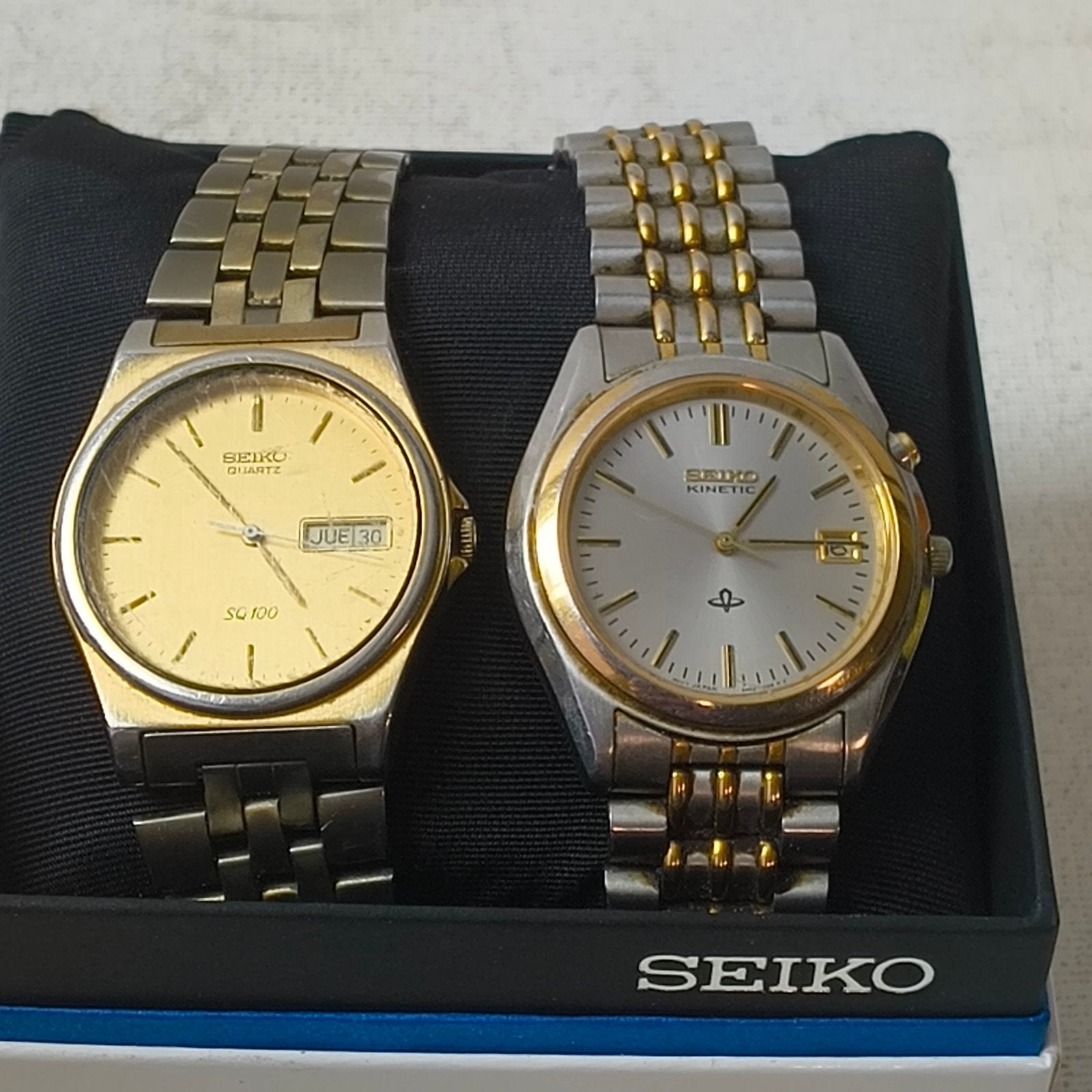 Vintage Seiko Kinetic + Seiko SQ100, Ophalen of Verzenden, Gebruikt, Staal, Seiko
