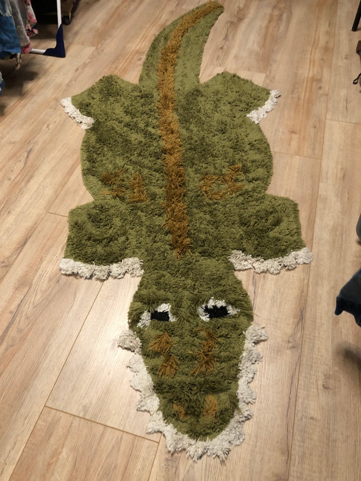 Groen Krokodil Vloerkleed - Speels en Uniek Design, Ophalen, Gebruikt, 50 tot 100 cm, 150 tot 200 cm