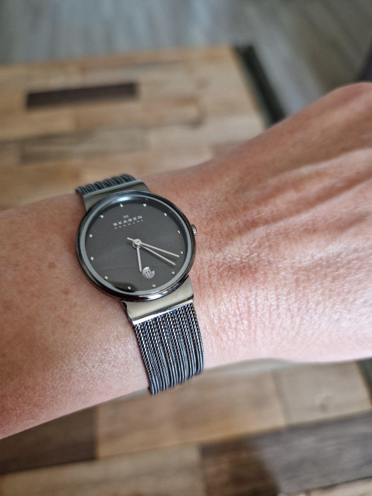Skagen dameshorloge 355SMM1 met datumweergave, Overige merken, Staal, Staal, Polshorloge