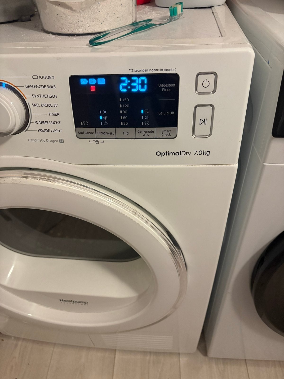 Samsung OptimalDry 7.0KG warmtepompdroger werkt niet goed, 6 tot 8 kg, Gebruikt, Overige typen, Ophalen of Verzenden