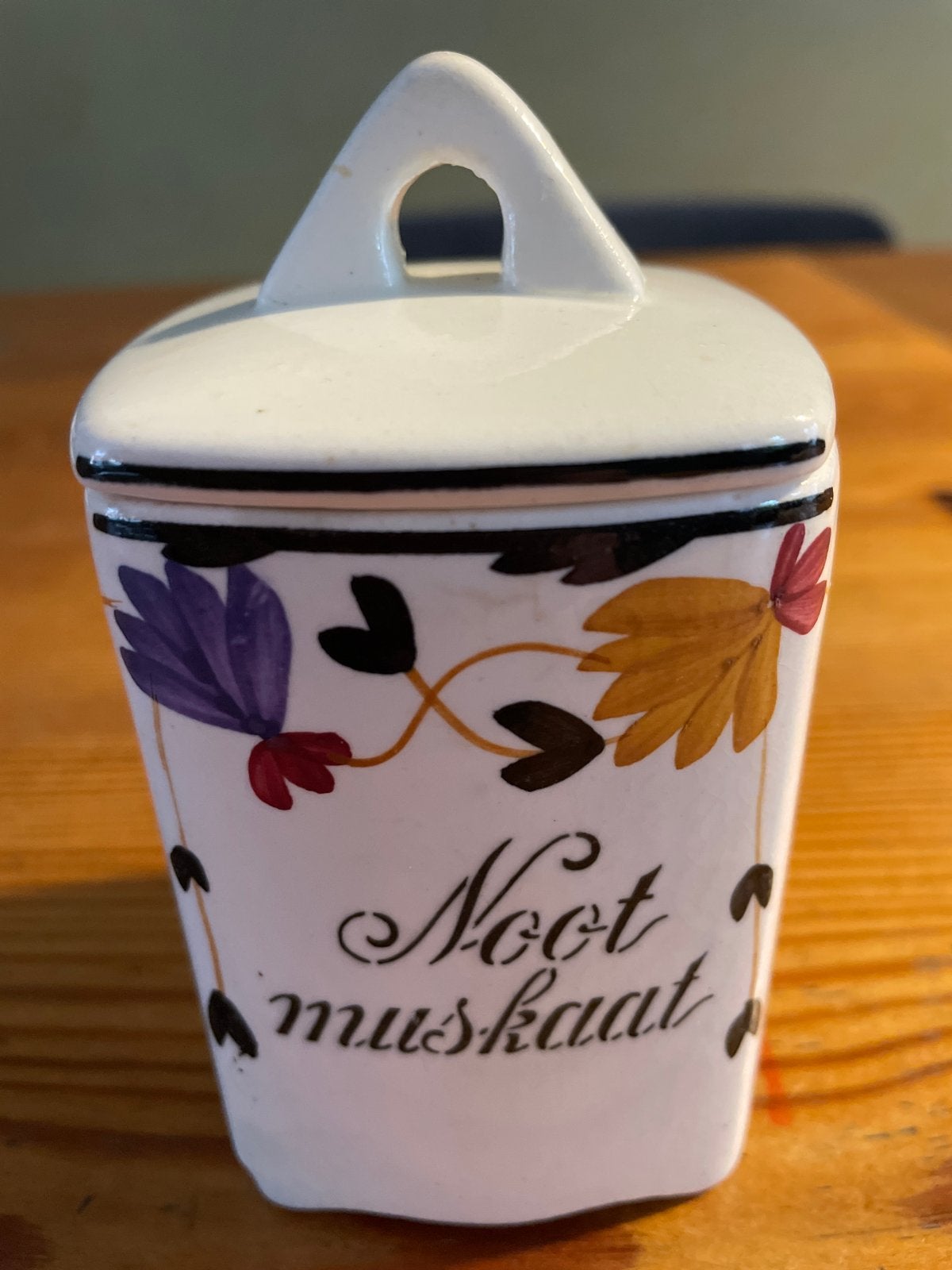 Vintage Hollandse Nootmuskaat Pot - Handgeschilderd, Antiek en Kunst, Ophalen of Verzenden