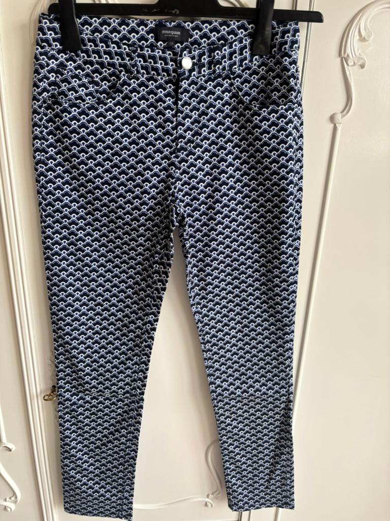 Nieuw blauw wit broek merk Manguun maat 36, Blauw, Nieuw, Ophalen of Verzenden, Maat 36 (S)