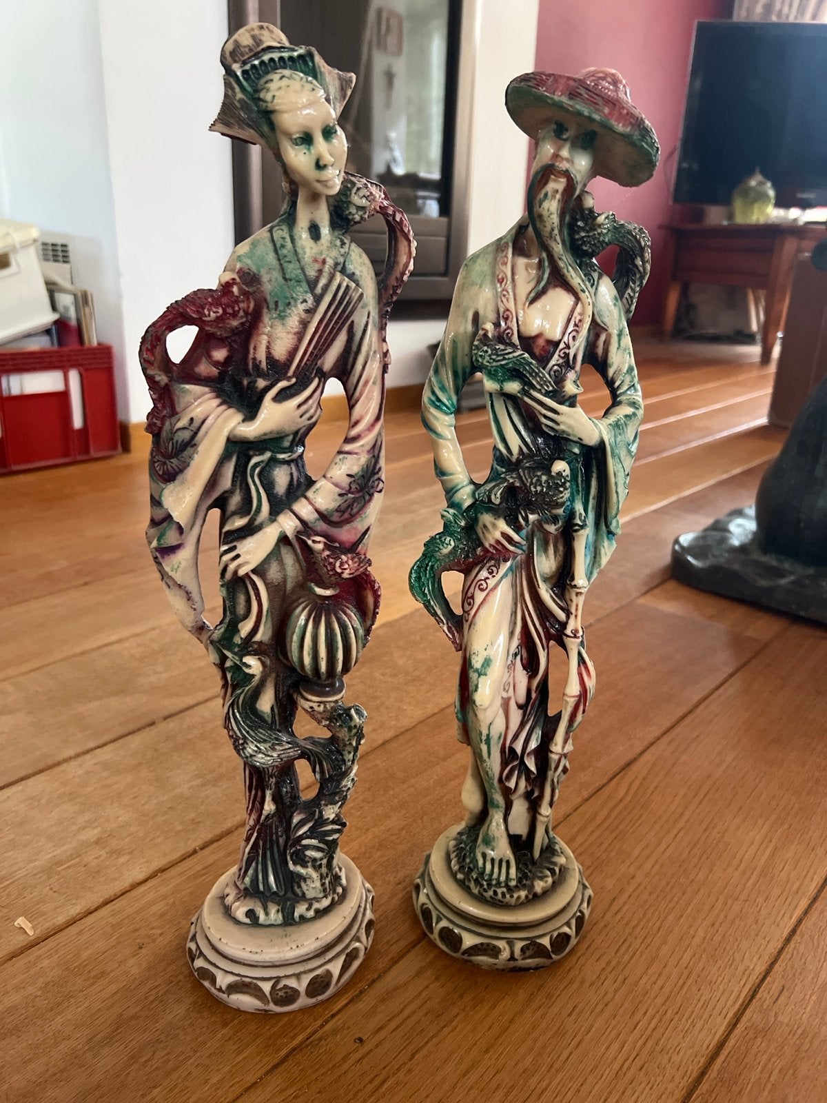 Decoratieve beelden van man en vrouw, Aziatische stijl, Ophalen, Groep mensen, 20 - 50 cm, Beeld