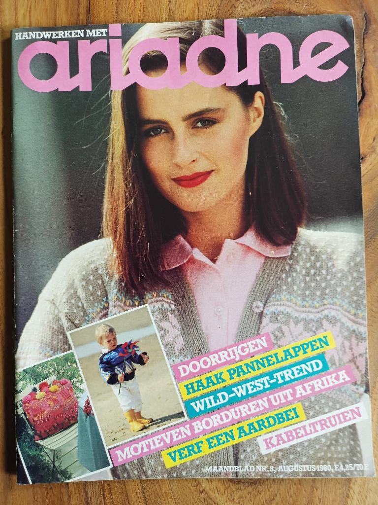 Ariadne handwerken augustus 1980 kabeltruien breien, Boeken, Ophalen of Verzenden, Zo goed als nieuw, Breien en Haken