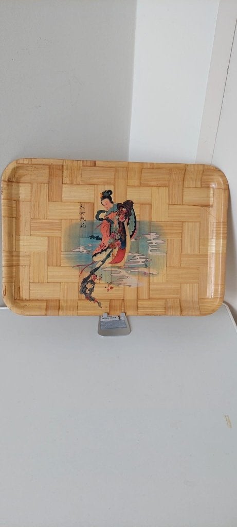 Vintage bamboe dienblad 48x33 cm – Japandi style, Huis en Inrichting, Eu, Eu, Ophalen of Verzenden, Zo goed als nieuw