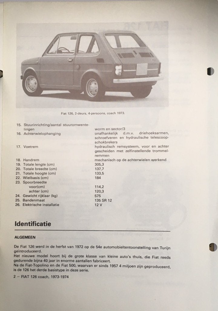 Fiat 126 1973-74. Olyslagers autotechnisch handboek 69 blz., Ophalen of Verzenden