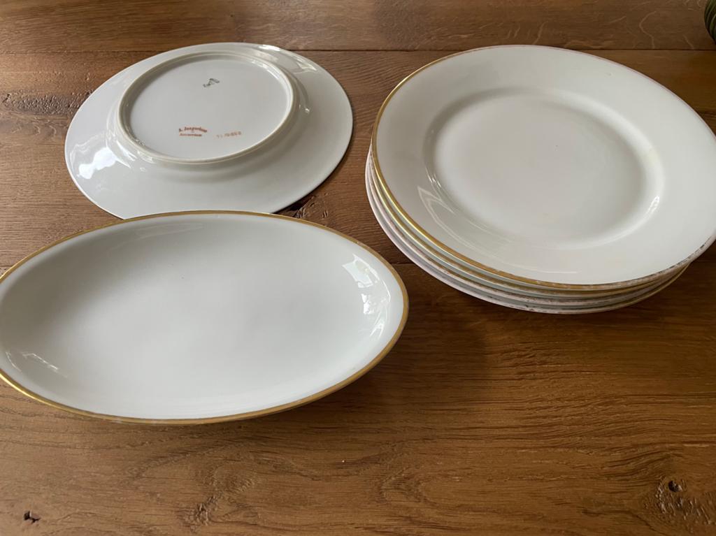 Witg/ouden antiek servies Imperial PSL, 5 borden/1 schaaltje, Ophalen