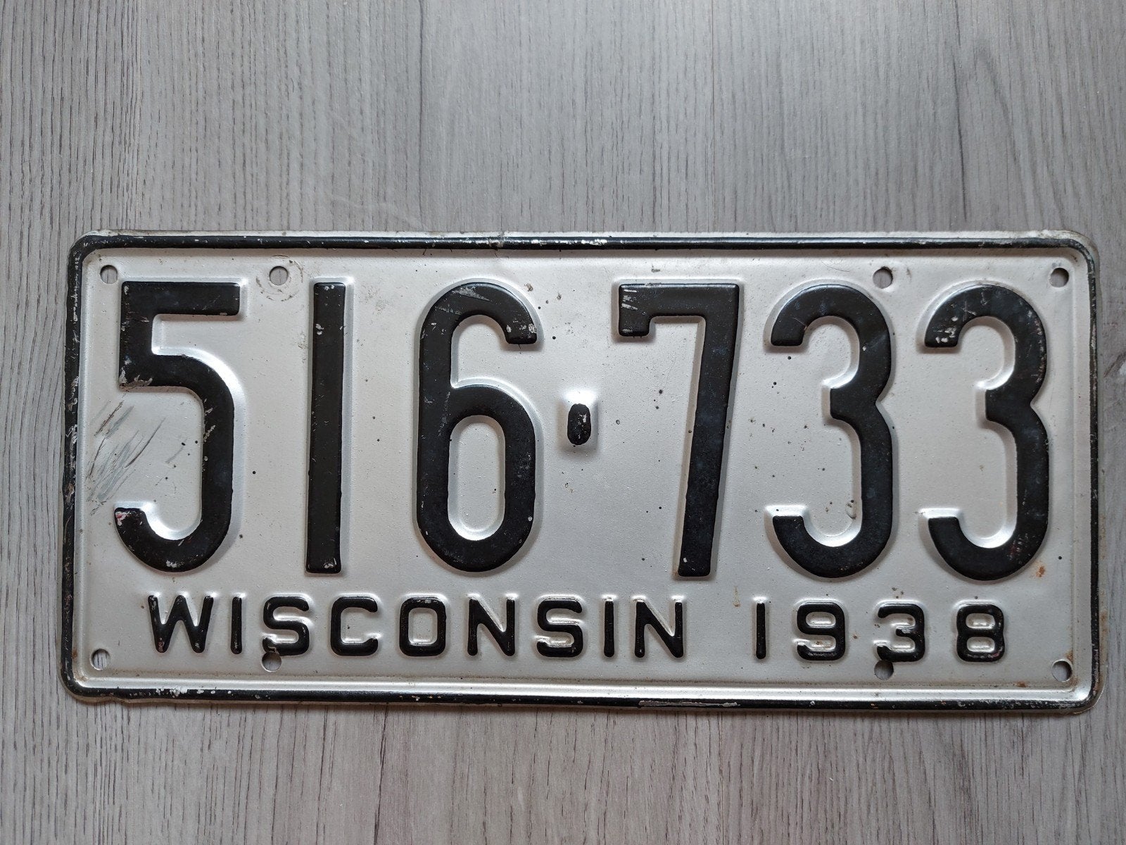 Kenteken 1938 Wisconsin USA Nummerplaat Nummerbord, Verzamelen, Ophalen of Verzenden, Gebruikt, Auto's