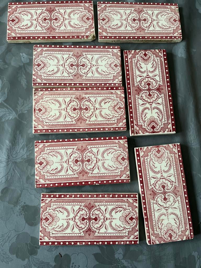 Art Nouveau Majolica tegels, 8 stuks, Ophalen of Verzenden