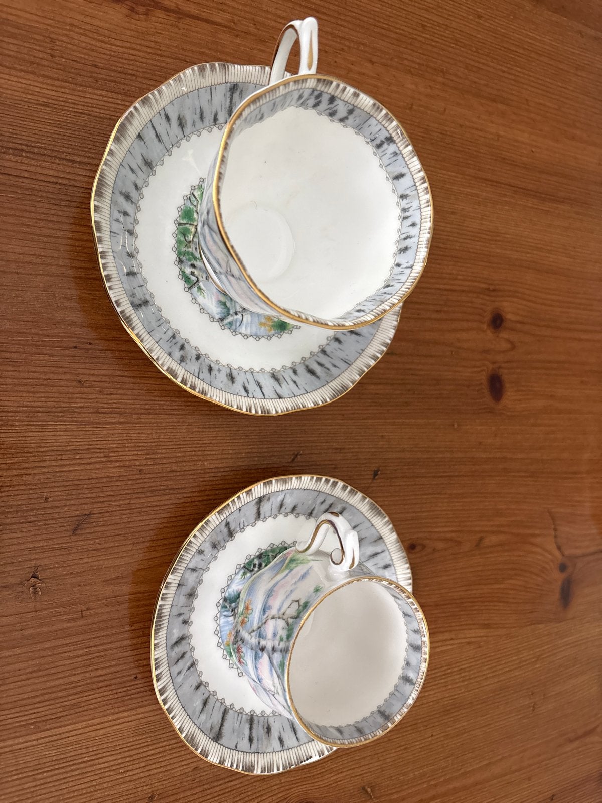 Set van 2 Royal Albert kop en schotel - Silver Birch, Ophalen