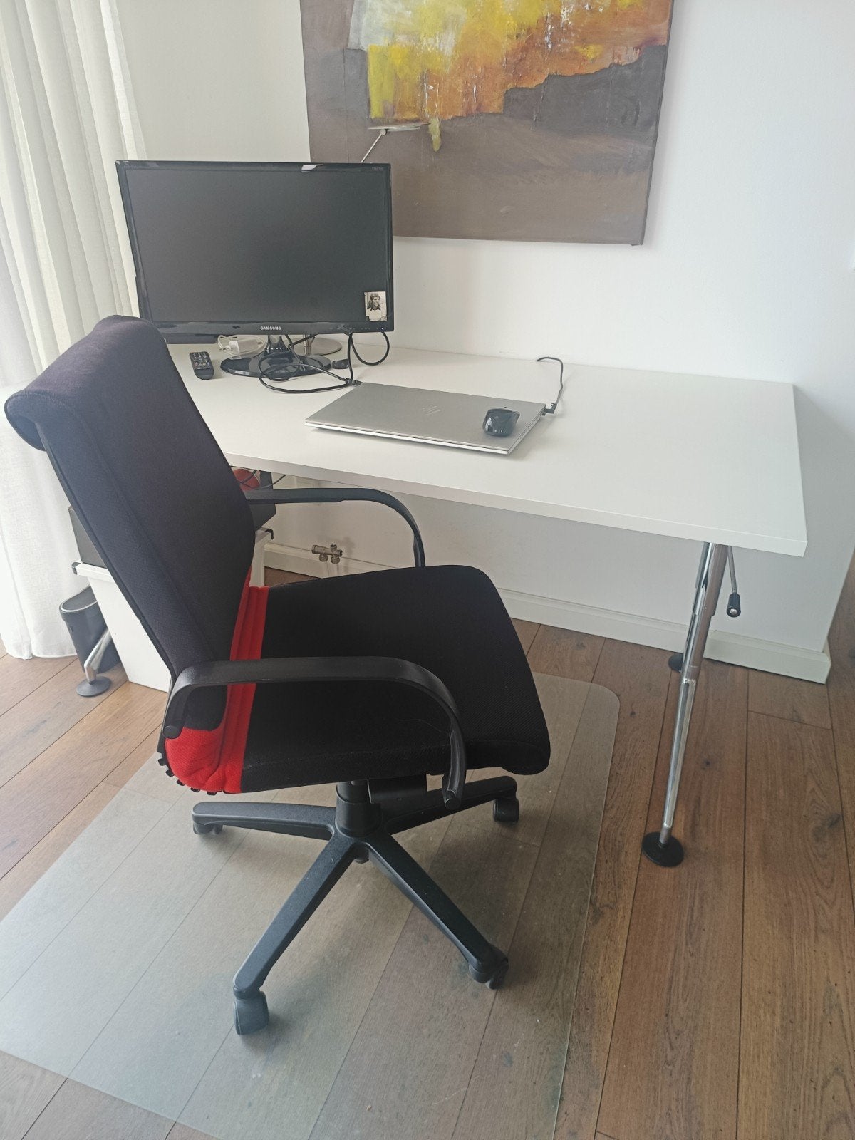 In hoogte verstelbaar bureau 160x80cm met bureaustoel, Ophalen, In hoogte verstelbaar, Gebruikt, Zit-sta bureau