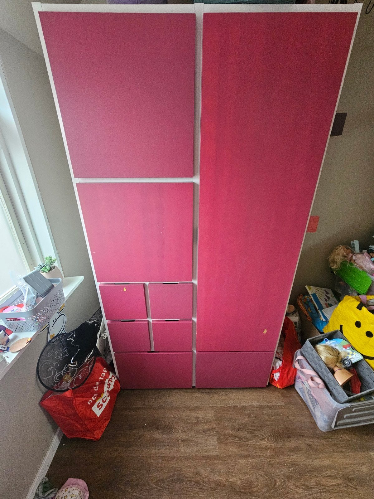 IKEA Kast - Roze/Wit met Spiegel - Zelf demonteren, Ophalen, Overige materialen, Met deur(en), Gebruikt