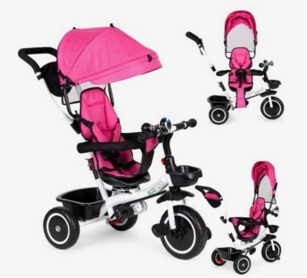 NIEUW EcoToys 3-in-1 Driewieler met Duwstang - Roze, Ophalen, Nieuw, Duwstang