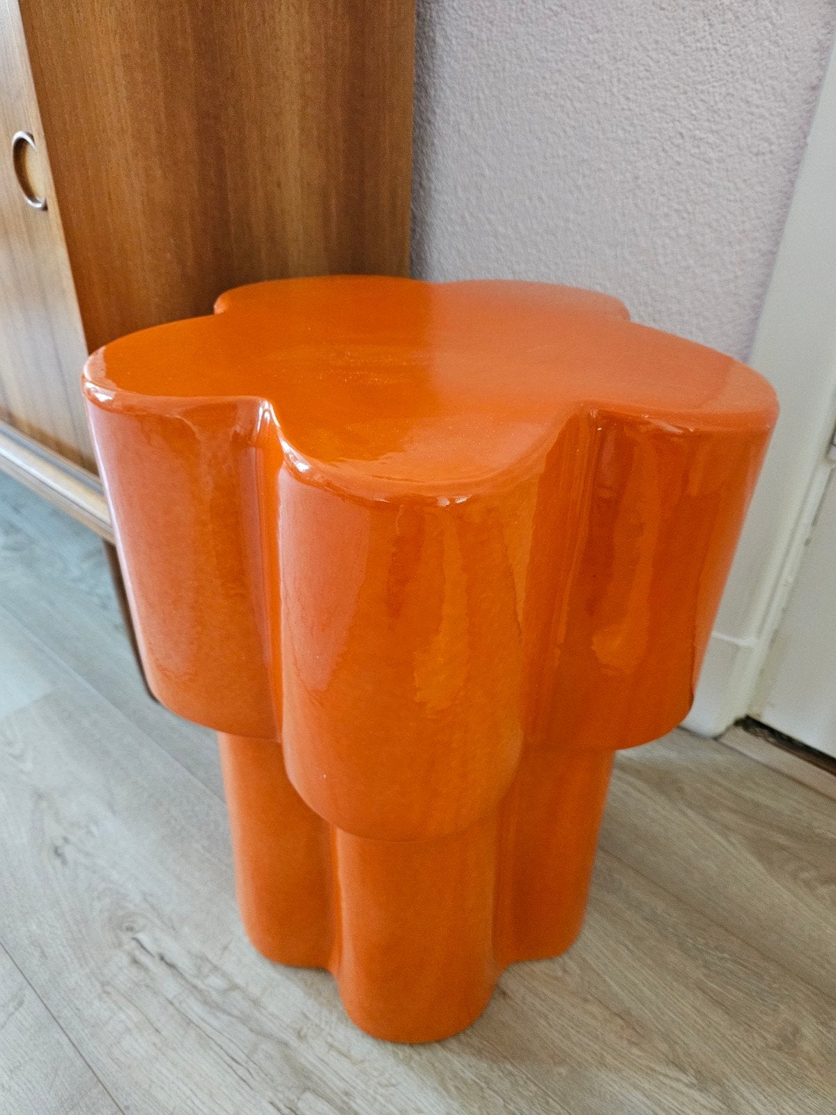 Zgan oranje Mica keramiek bijzettafel kruk, .., Overige materialen, .., Ophalen of Verzenden