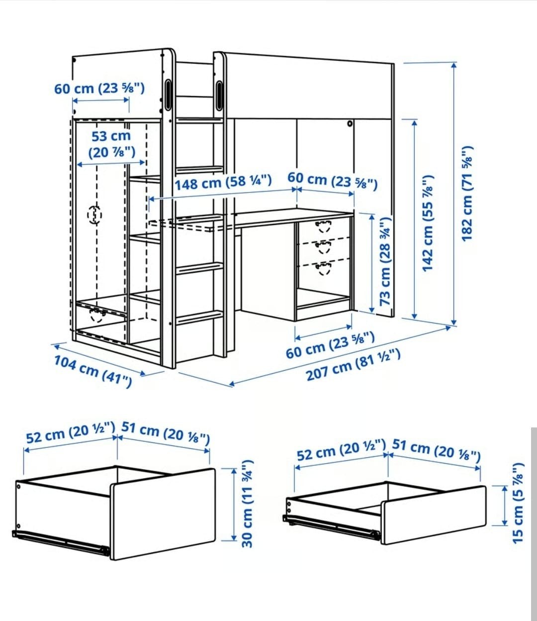 Meisjes hoogslaper met bureau en kast - Roze/Wit, Ophalen, 85 tot 100 cm, Gebruikt, Hoogslaper of Stapelbed