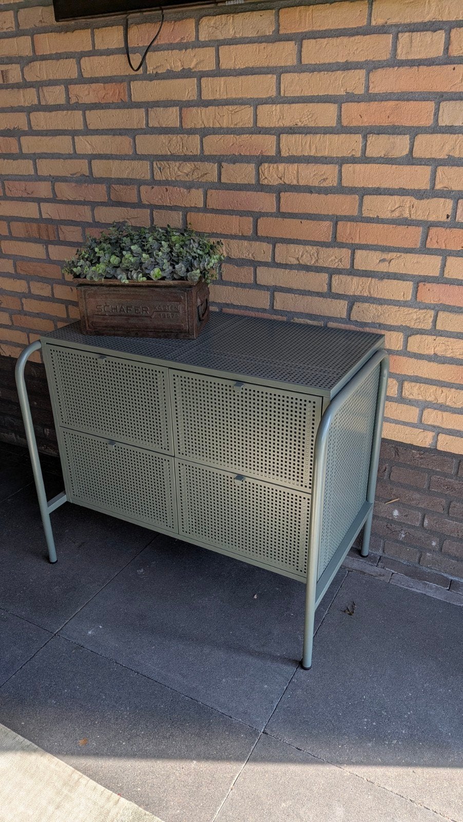 Stoere IKEA NIKKEBY metalen ladekast grijsgroen met 4 lades, Ophalen, Metaal, Overige typen