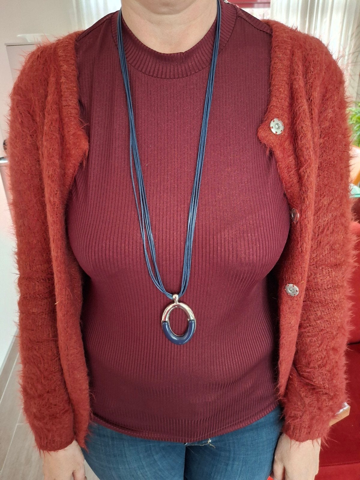 lange ketting, Ophalen of Verzenden, Zo goed als nieuw, Blauw, Overige materialen