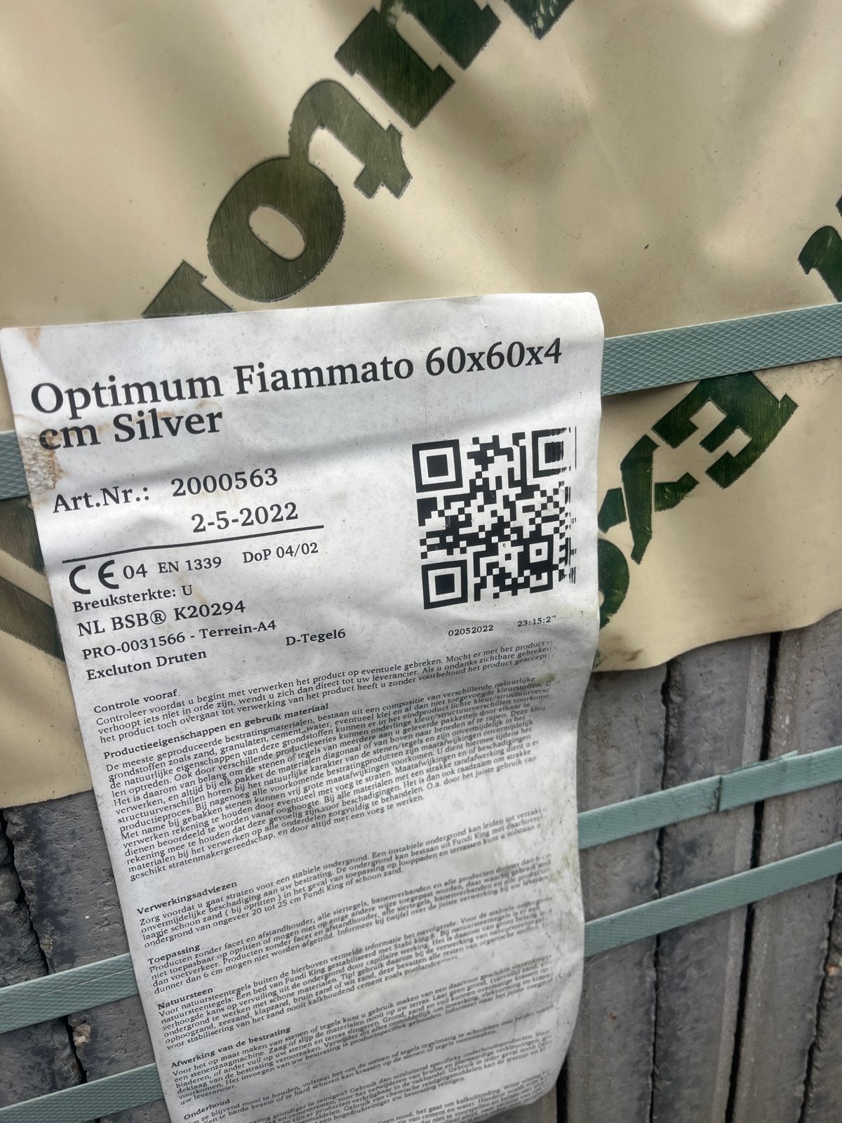 Betontegel Optimum Fiammato Silver 60x60x4, Ophalen of Verzenden, Nieuw, Beton, Terrastegels