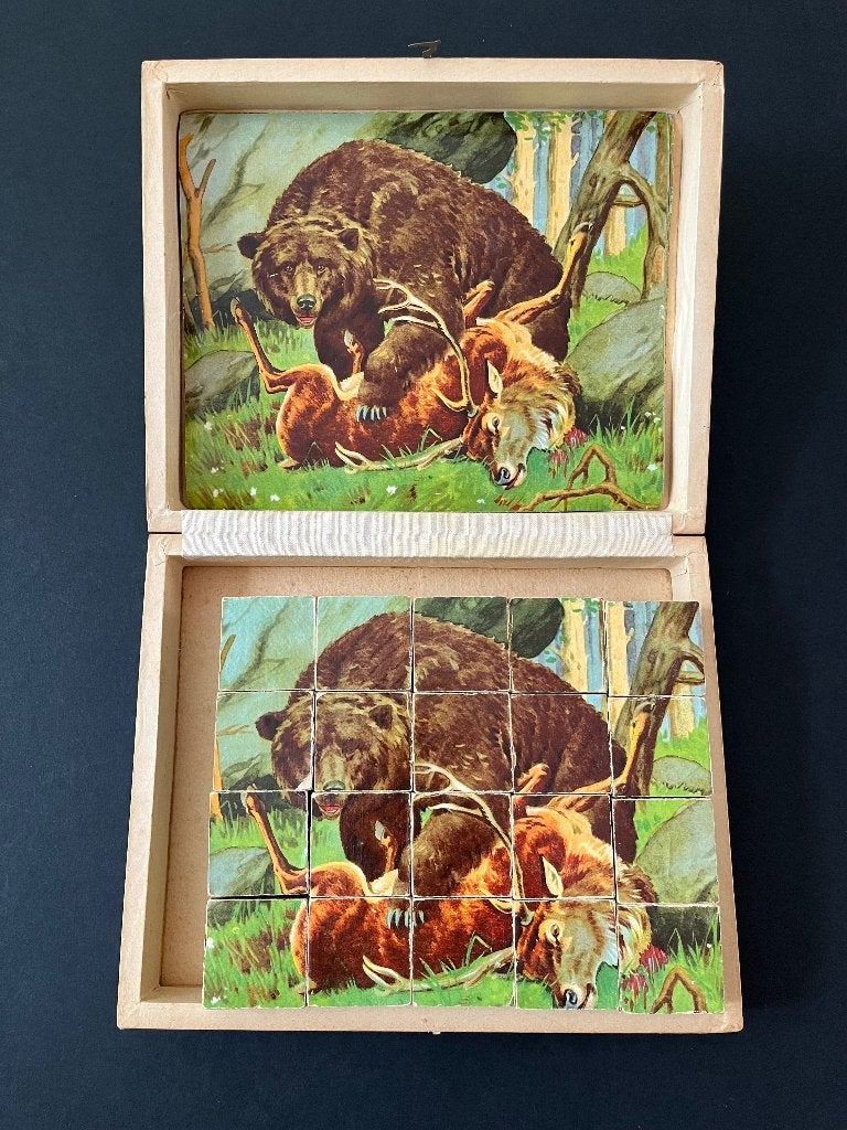 Vintage blokkendoos puzzle, Antiek en Kunst, Ophalen of Verzenden