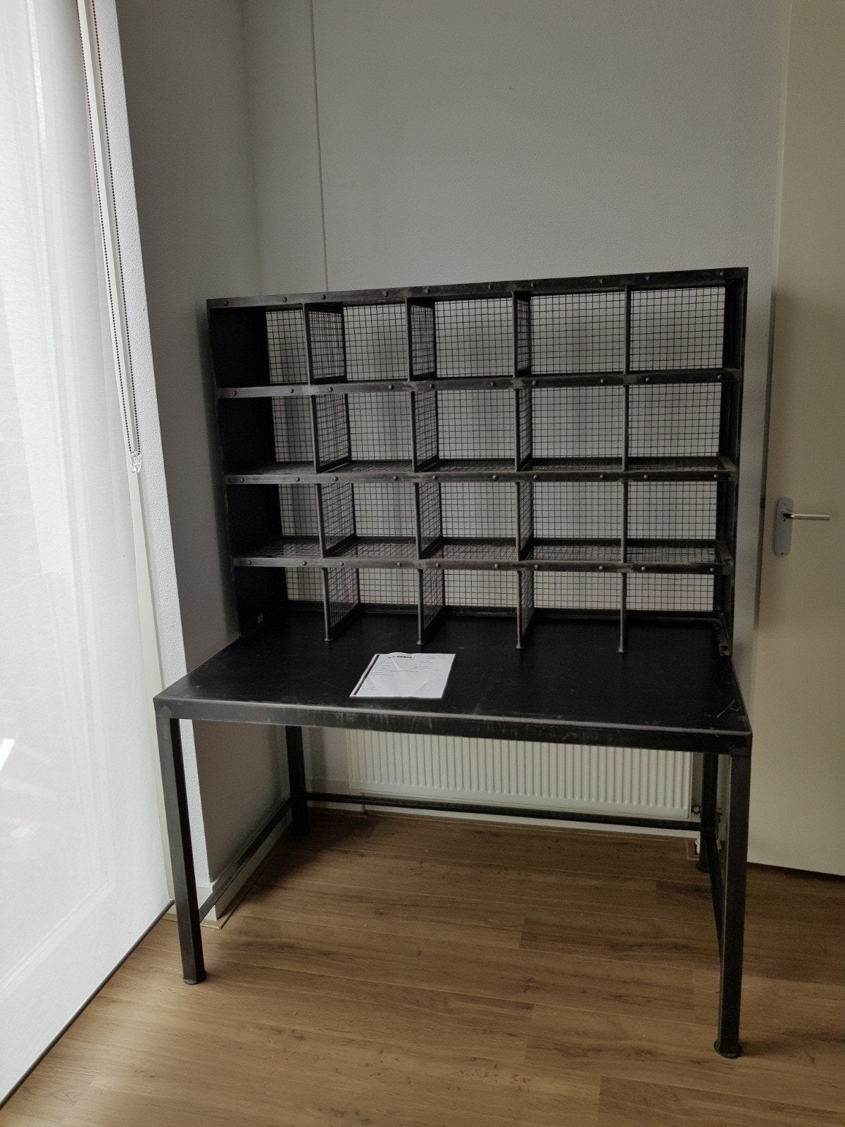 Industrieel stalen bureau met opbergvakken - Zwart metaal, Ophalen, Gebruikt, Metaal, Industrieel