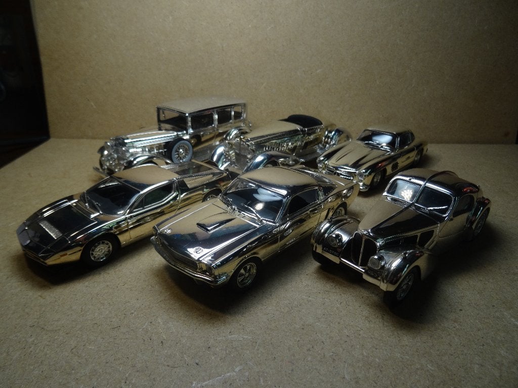 1/43, Set van 6 Chroom Auto-Modellen, Zie TEKST en Foto`s, Ophalen of Verzenden, Gebruikt, Auto, Overige merken