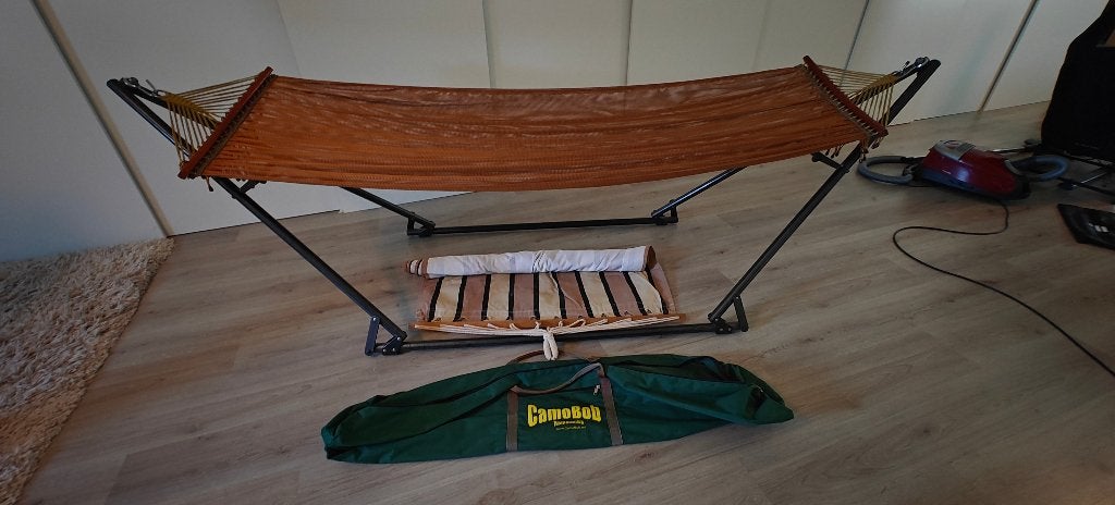 CamoBob hangmat met inklapbaar frame draagtas 2 hangmatten, Ophalen, Gebruikt, Inklapbaar