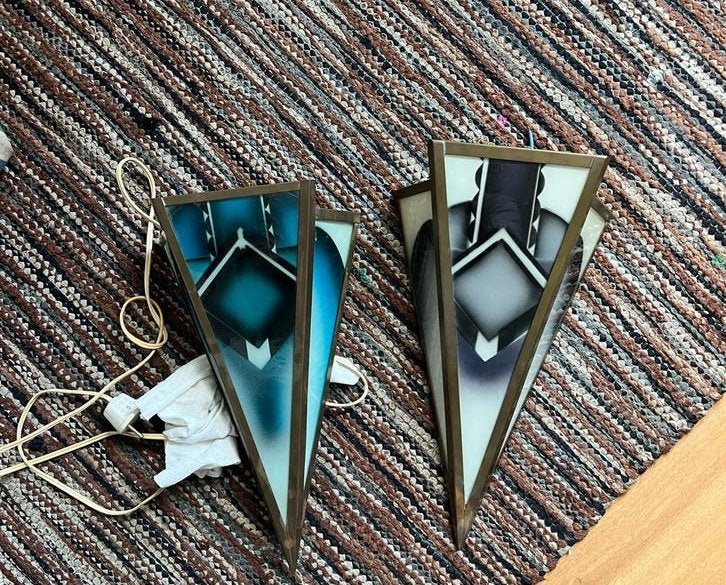 Art Deco Tifanny Wandlampen - Set van 2, Ophalen