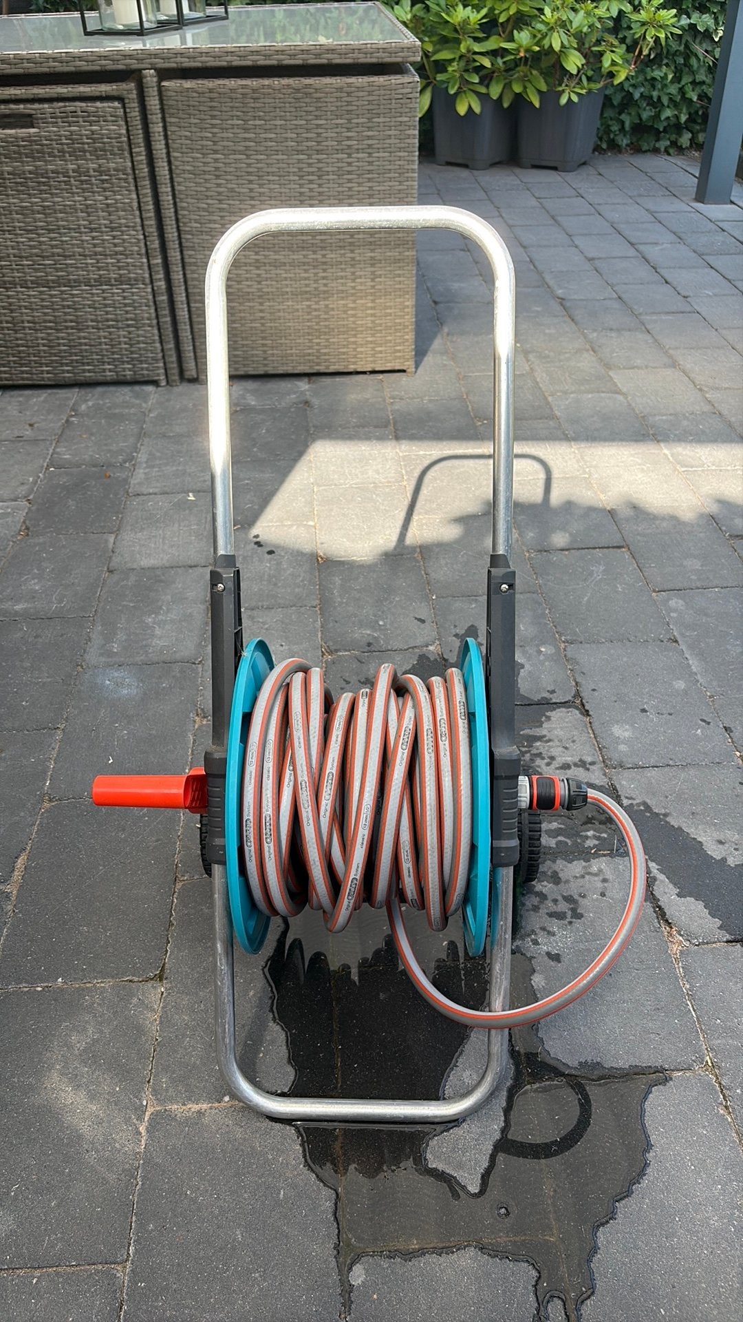 Gardena tuinhaspel met 20 meter slang, Ophalen, Gebruikt, Tuinslanghaspel