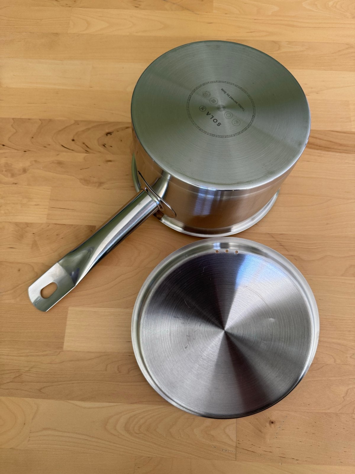 Sola kookpan met deksel - RVS - 16 cm, Ophalen, Zo goed als nieuw, Rvs