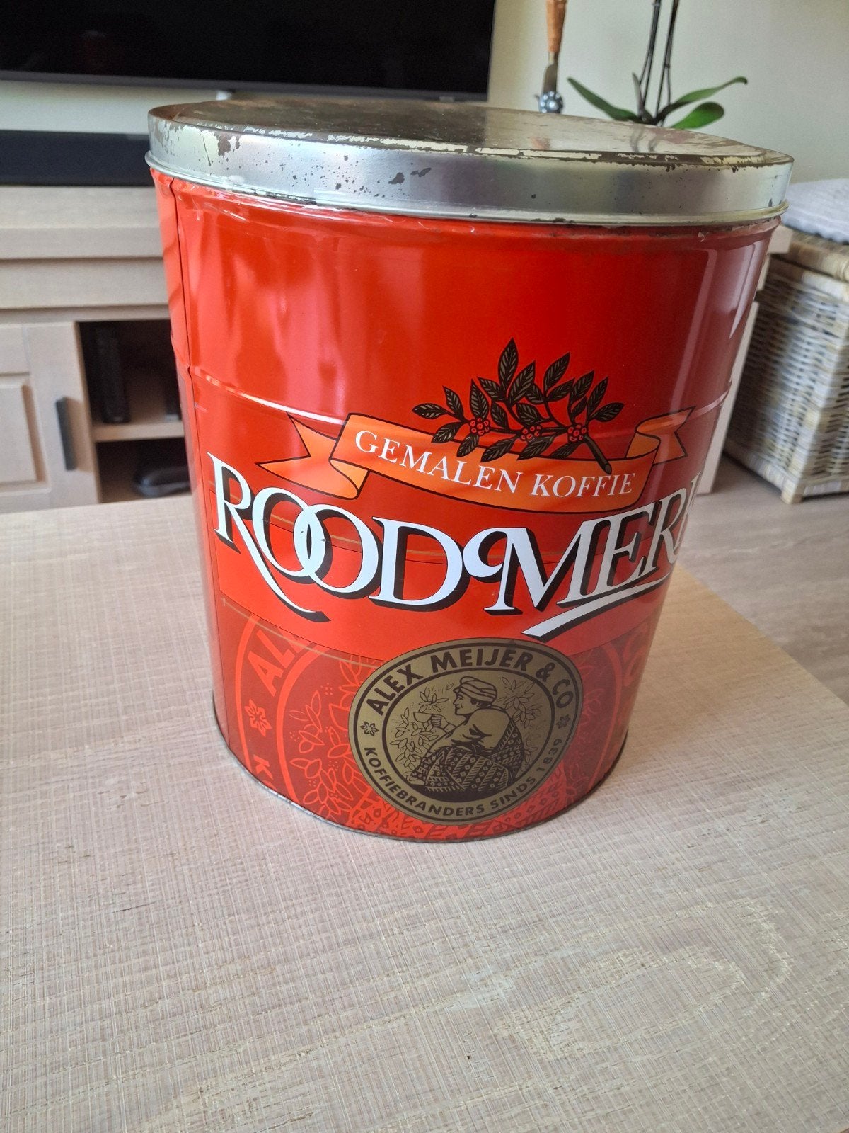 Vintage Roodmerk Koffieblik - Alex Meijer & Co, Antiek en Kunst, Ophalen
