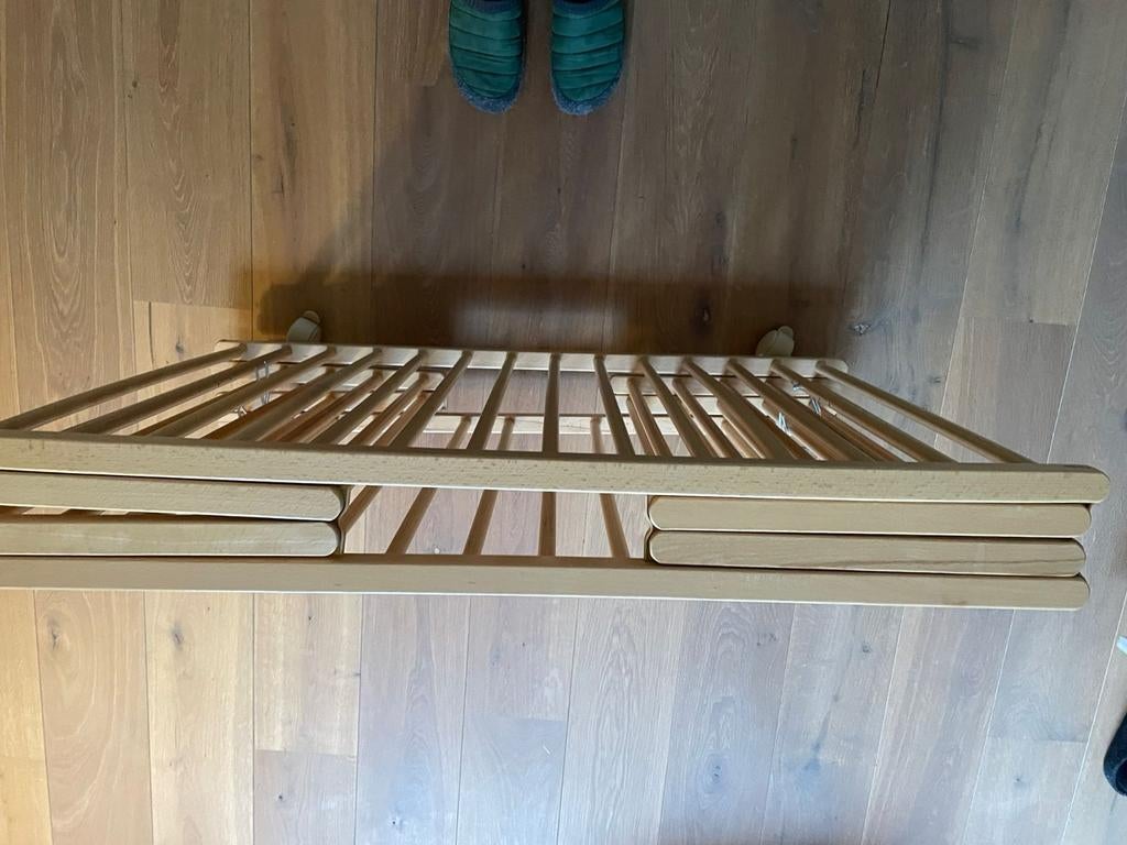Houten baby box met wieltjes, en box kleed, Kinderen en Baby's, Boxen, Ophalen, Gebruikt, Rechthoekig, In hoogte verstelbaar
