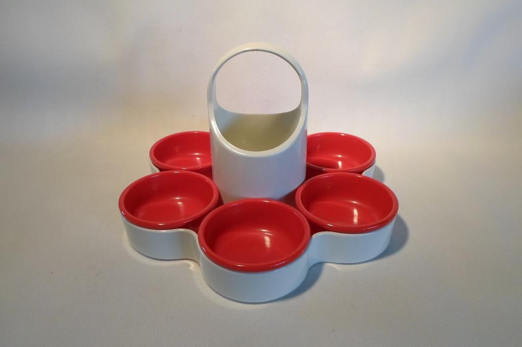 Emsa Snack Schaal Wit Rood 6 Bakjes, Ophalen of Verzenden, Huis en Inrichting