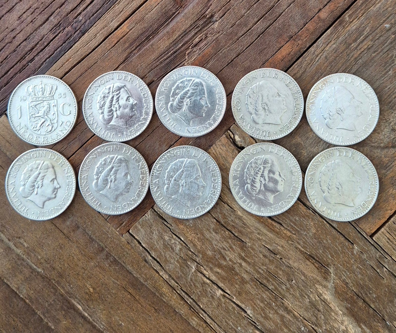 Zilveren munten 1 gulden van koningin Juliana, 1 gulden, Koningin Juliana, Zilver, Ophalen of Verzenden