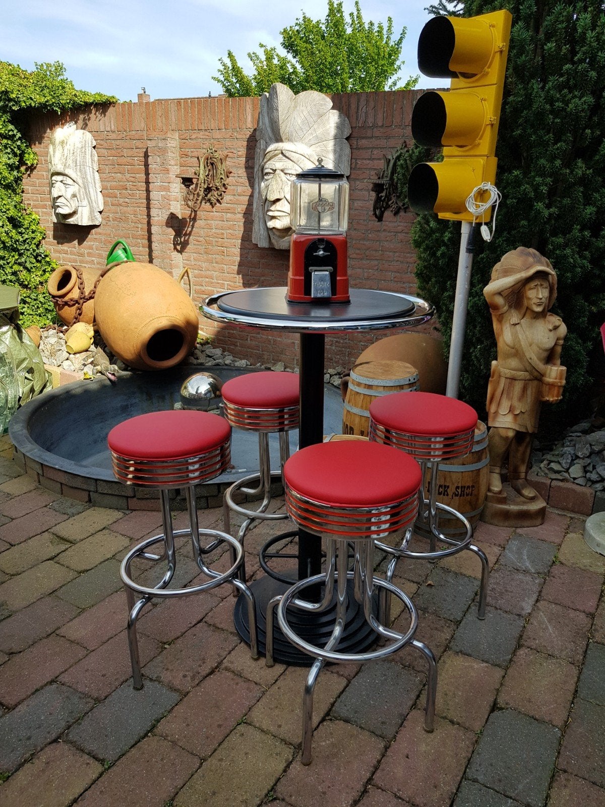 FIFTIES SIXTIES AMERIKAANSE BARKRUKKEN BEL AIR BARTAFEL, Ophalen, 5 krukken of meer, 60 tot 90 cm, Met voetsteun