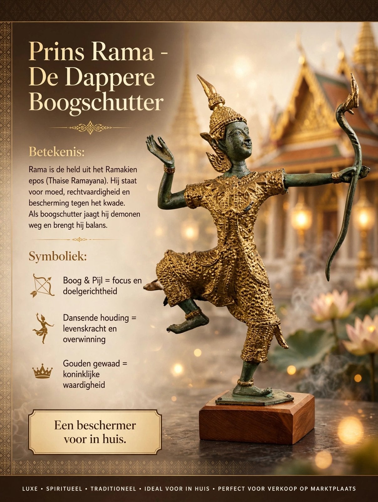 Thaise bronzen prins Rama beeldje, Antiek en Kunst, Antiek | Koper en Brons, Ophalen of Verzenden